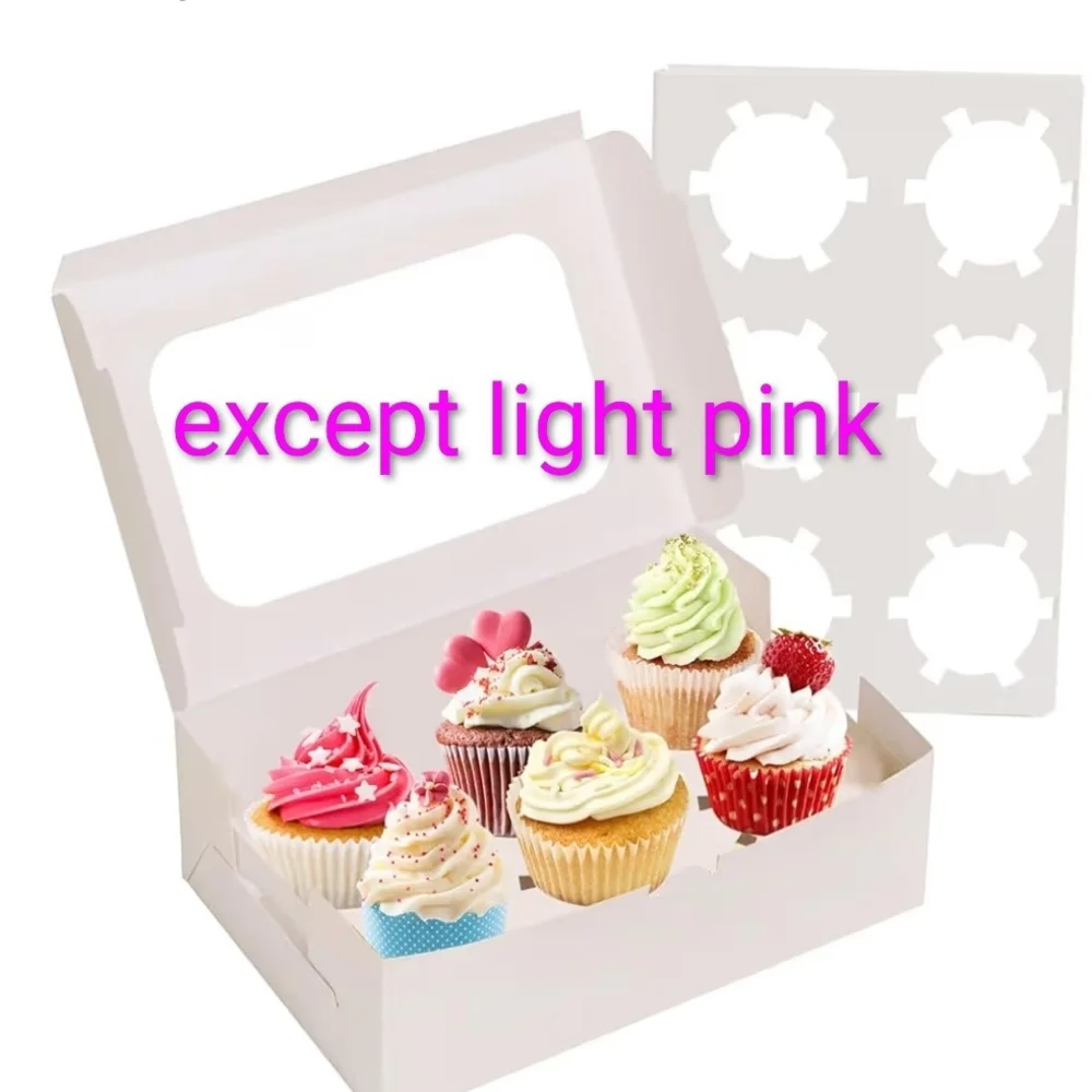 6 Pcs Cupcake Boxes- Light Pink